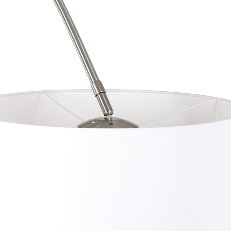 Staalkleurige vloerlamp booglamp Sparkled Light 9674ST met wit linnen taps toelopende kap - Afbeelding 15