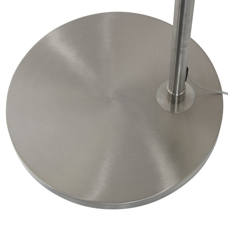 Staalkleurige vloerlamp booglamp Sparkled Light 9675ST met wit grof linnen tapstoelopende kap - Afbeelding 11
