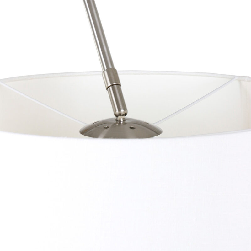 Staalkleurige vloerlamp booglamp Sparkled Light 9675ST met wit grof linnen tapstoelopende kap - Afbeelding 15
