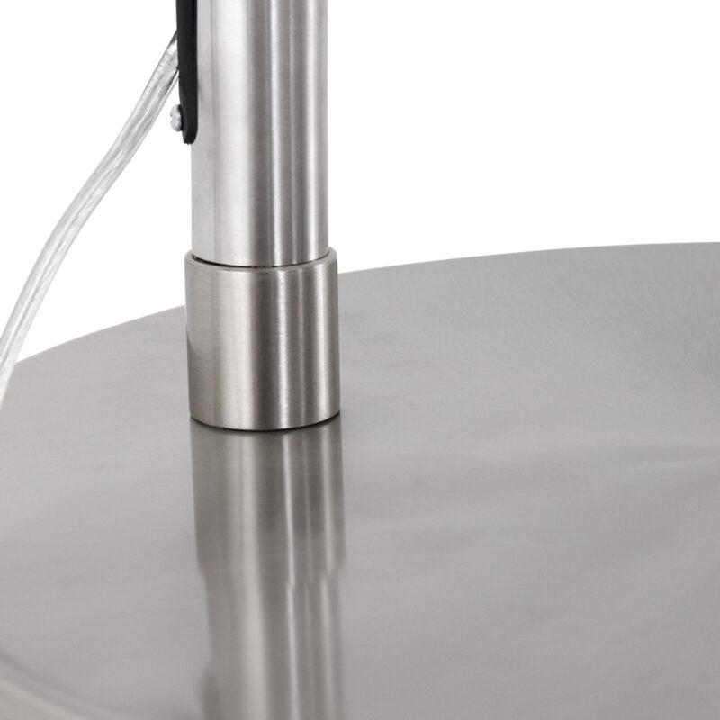 Staalkleurige vloerlamp booglamp Sparkled Light 9675ST met wit grof linnen tapstoelopende kap - Afbeelding 16