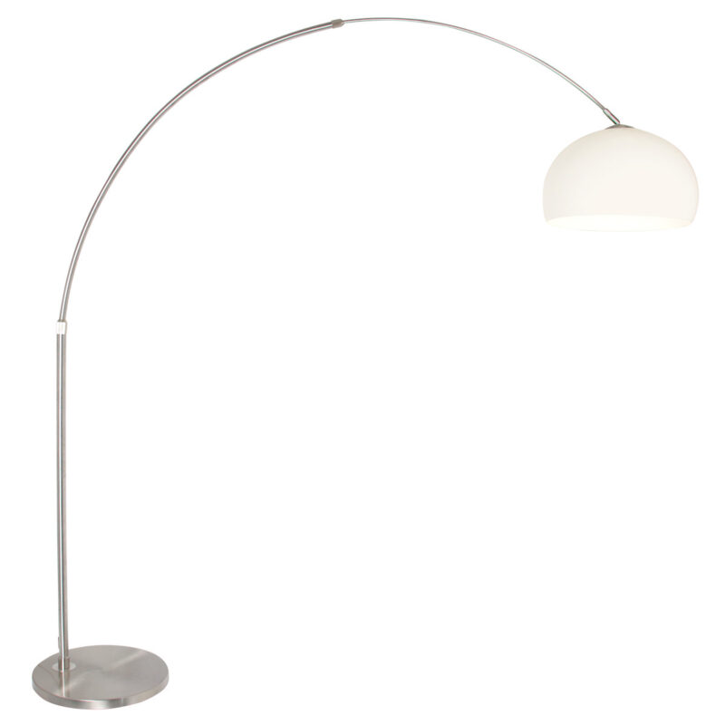 Staalkleurige vloerlamp booglamp Sparkled Light 9678ST met wit bol vormige kunststof kap - Afbeelding 2