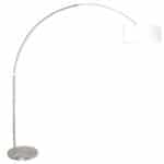 Stålfarvet gulvlampe / buelampe Sparkled Light 9679ST inklusive hvid linnedskærm