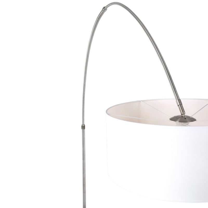Staalkleurige vloerlamp / booglamp Sparkled Light 9679ST inclusief wit linnen kap - Afbeelding 14