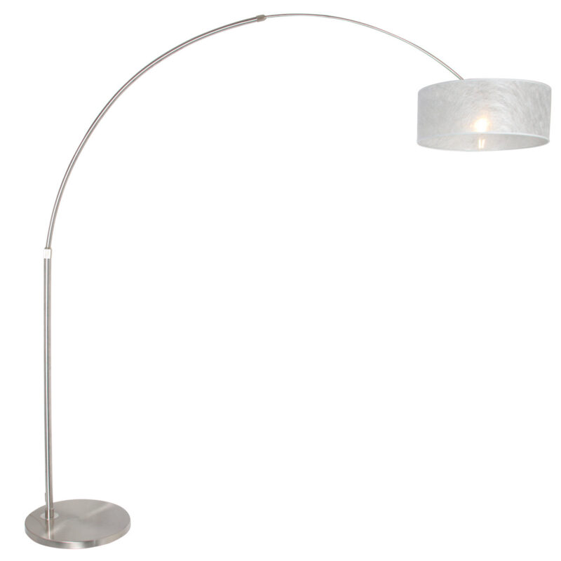 Lampadaire arc couleur acier Sparkled Light 9680ST avec abat-jour sizoflor Silver - Image 2