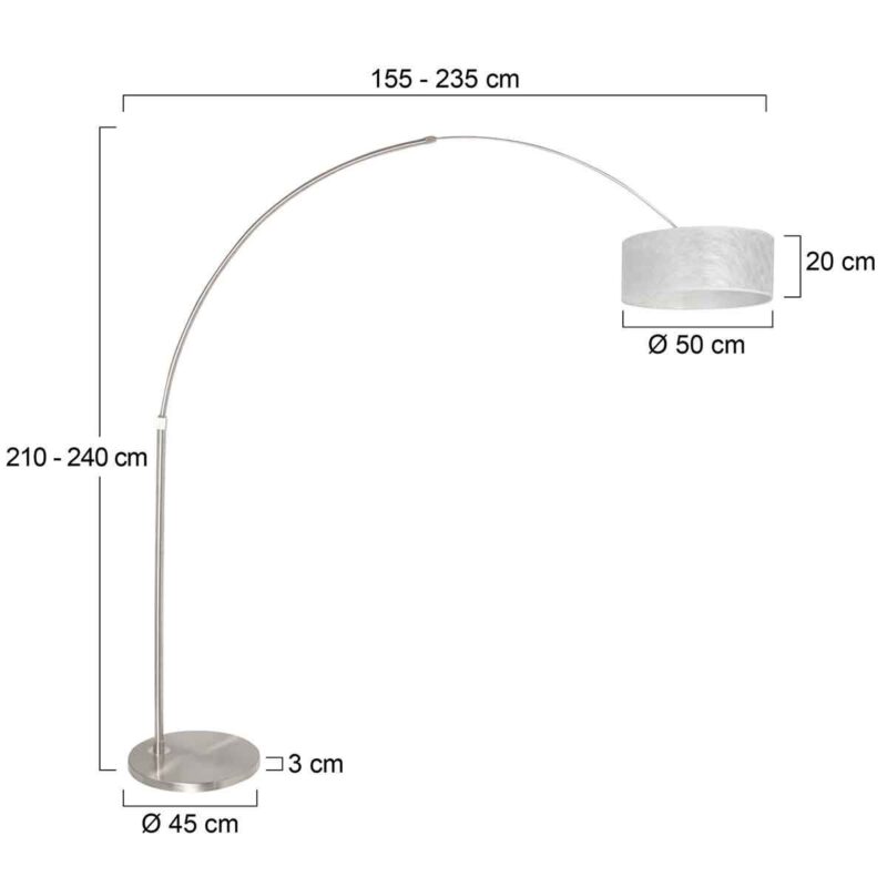 Lampadaire arc couleur acier Sparkled Light 9680ST avec abat-jour sizoflor Silver - Image 6