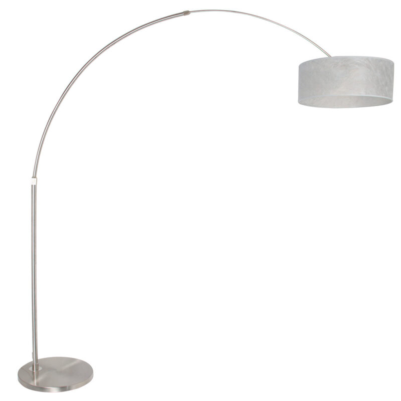 Lampadaire couleur acier lampe arc Sparkled Light 9680ST avec abat-jour sizoflor Silver