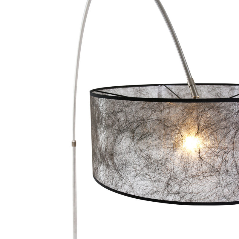 Staalkleurige vloerlamp booglamp Sparkled Light 9681ST met Sizoflor zwarte kap - Afbeelding 15