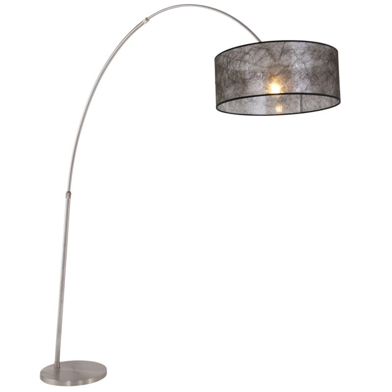 Staalkleurige vloerlamp booglamp Sparkled Light 9681ST met Sizoflor zwarte kap - Afbeelding 17