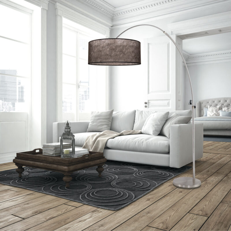 Staalkleurige vloerlamp booglamp Sparkled Light 9681ST met Sizoflor zwarte kap - Afbeelding 3