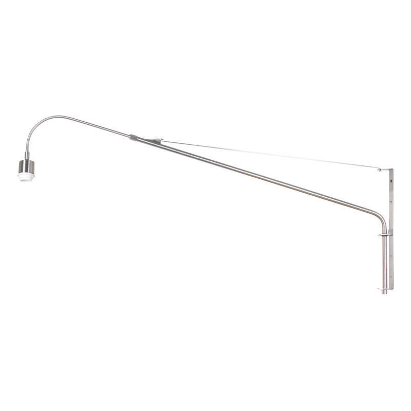Staalkleurige wandlamp Elegant Classy 2574ST zonder kap met E27 fitting - Afbeelding 2