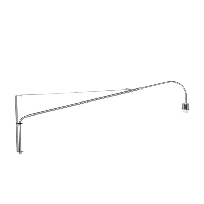 Staalkleurige wandlamp Elegant Classy 3957ST met zwart linnen kap - Afbeelding 8