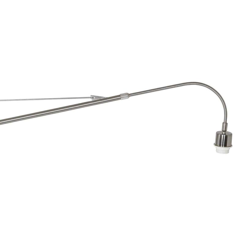 Staalkleurige wandlamp Elegant Classy 3957ST met zwart linnen kap - Afbeelding 4