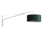 Staalkleurige wandlamp Elegant Classy 8130ST met groen velours kap