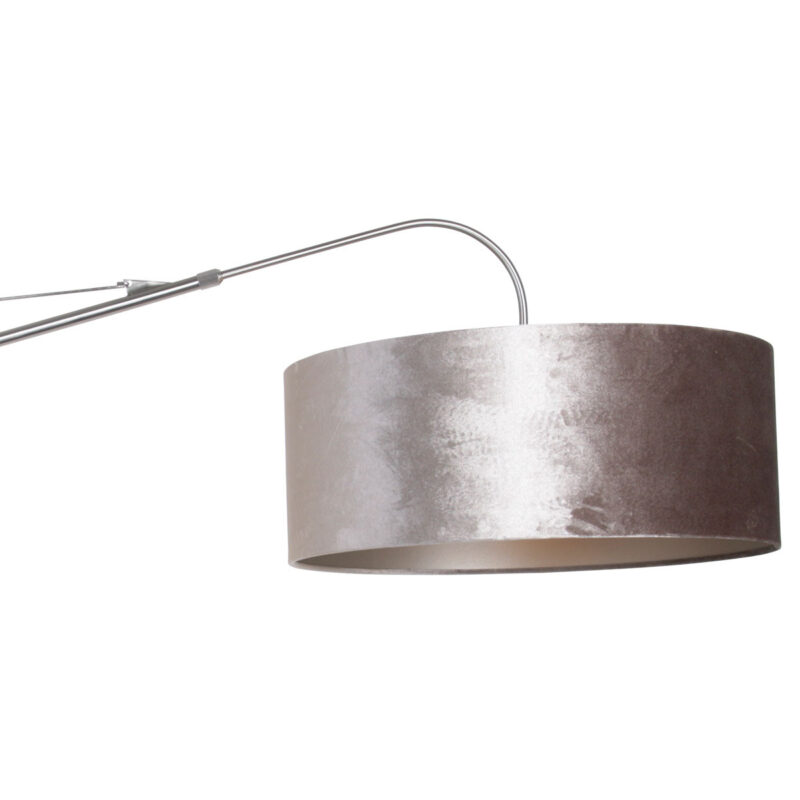 Staalkleurige wandlamp Elegant Classy 8131ST met zilver velours kap - Afbeelding 14