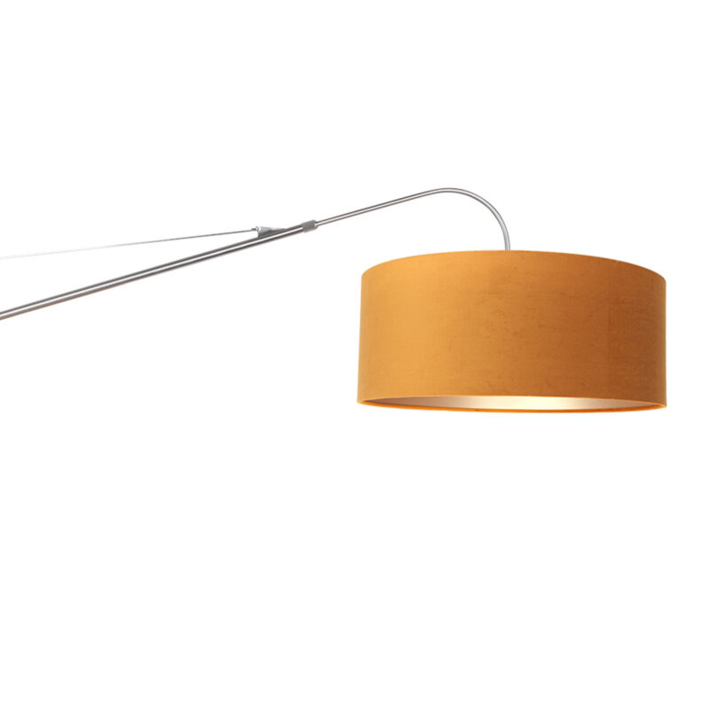 Staalkleurige wandlamp Elegant Classy 8132ST met goud velours kap - Afbeelding 14