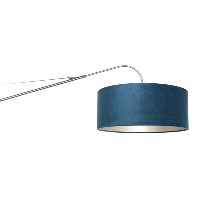 Staalkleurige wandlamp Elegant Classy 8243ST met blauw velours kap - Afbeelding 13