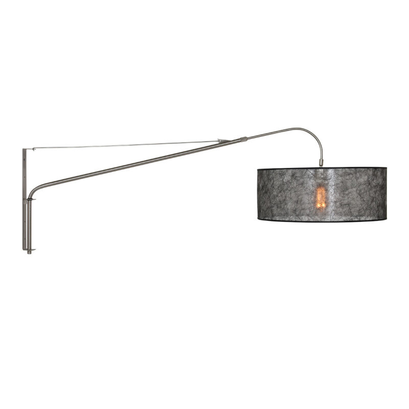 Staalkleurige wandlamp Elegant Classy 9325ST met Sizoflor zwarte kap - Afbeelding 9