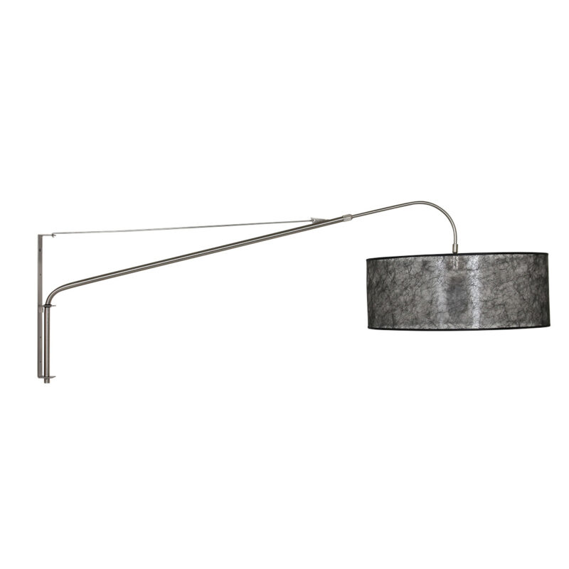 Staalkleurige wandlamp Elegant Classy 9325ST met Sizoflor zwarte kap - Afbeelding 10