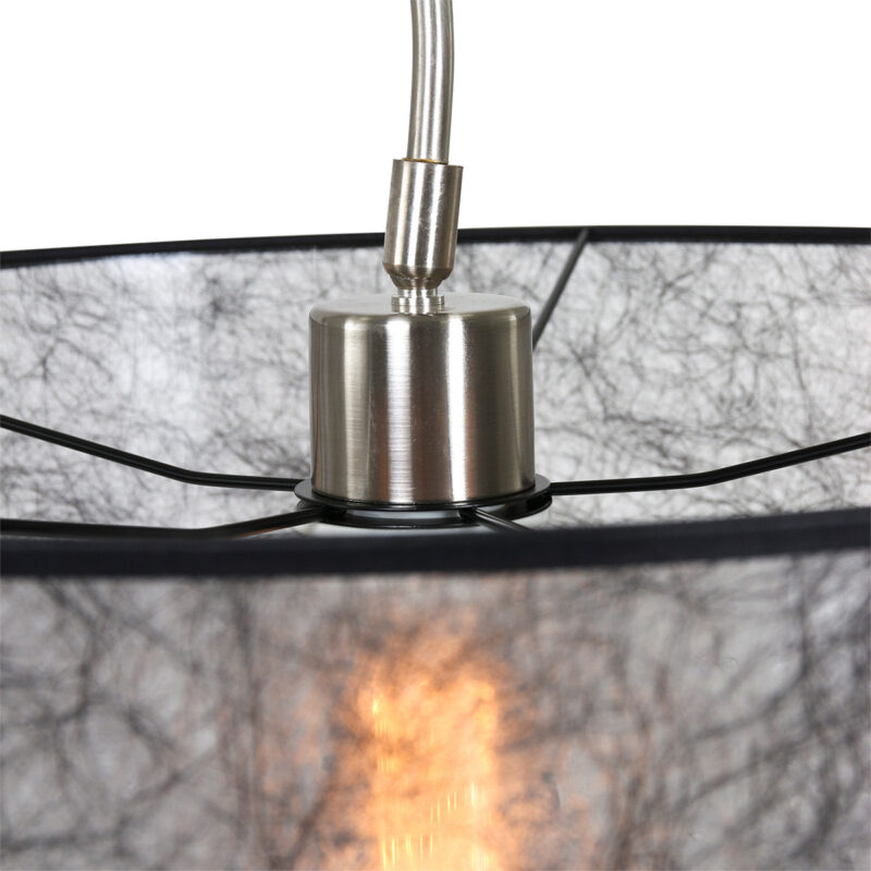 Staalkleurige wandlamp Elegant Classy 9325ST met Sizoflor zwarte kap - Afbeelding 3