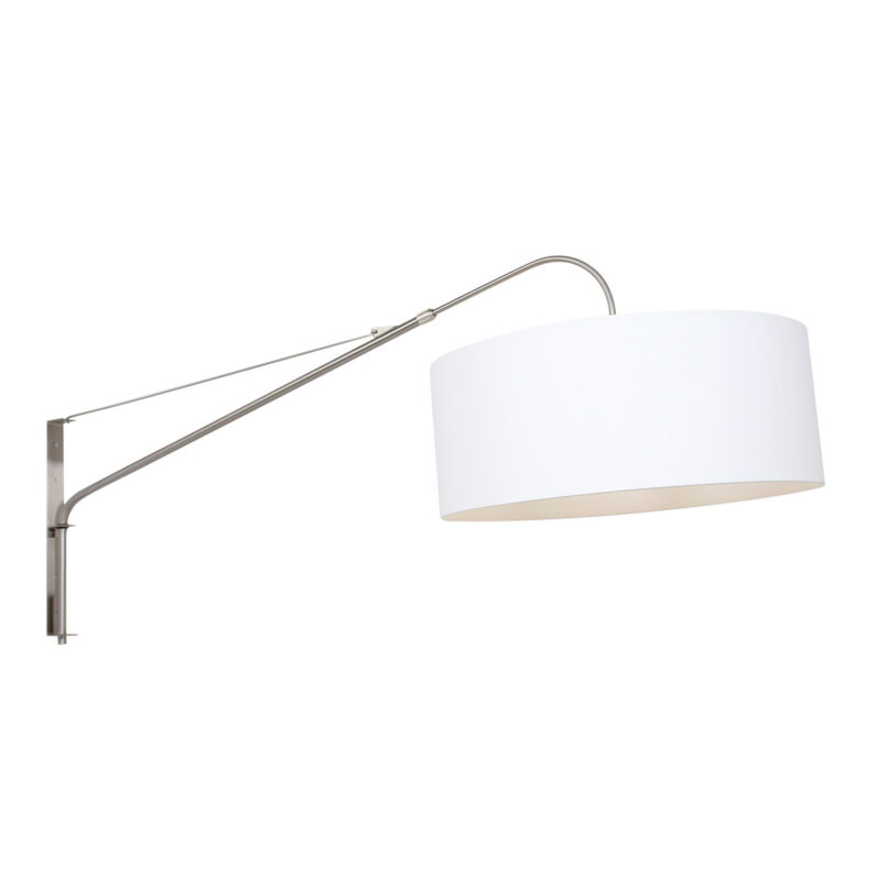 Stålfarvet væglampe Elegant Classy 9326ST med hvid fin linnedskærm - Billede 11