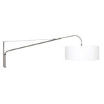 Stålfarvet væglampe Elegant Classy 9326ST med hvid fin linnedskærm
