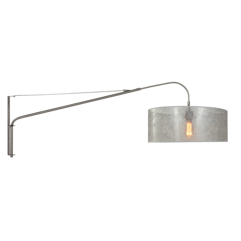 Staalkleurige wandlamp Elegant Classy 9327ST met Sizoflor zilver kap - Afbeelding 2