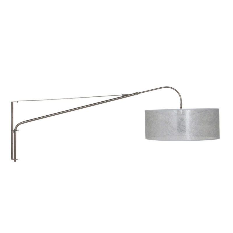 Staalkleurige wandlamp Elegant Classy 9327ST met Sizoflor zilver kap - Afbeelding 9