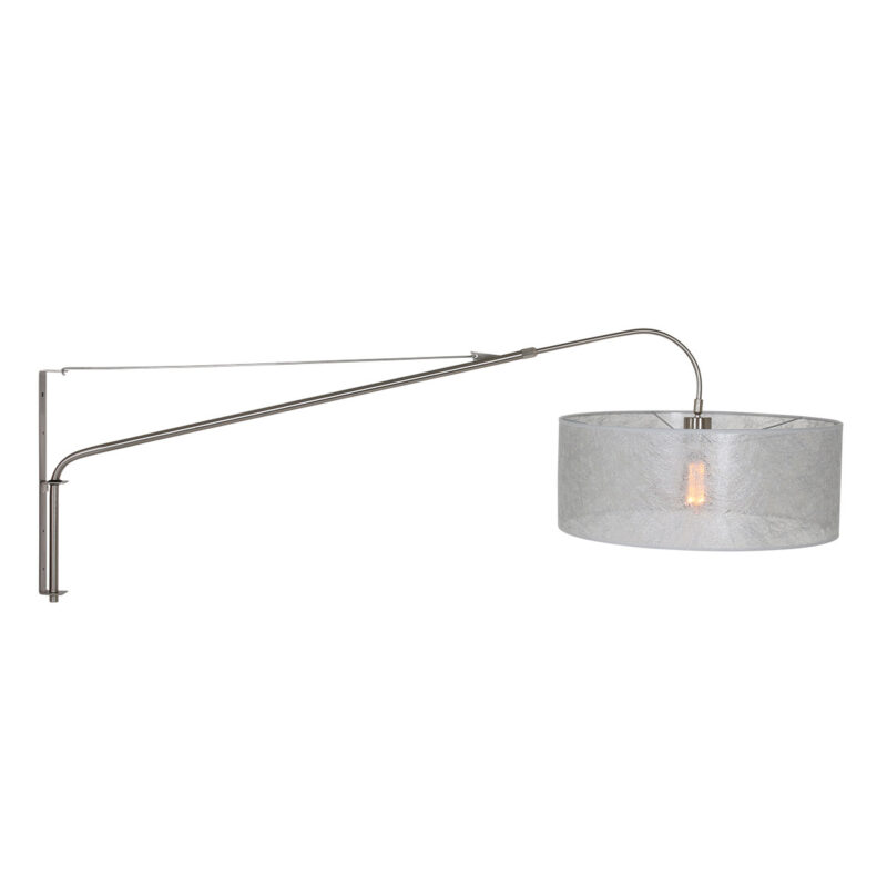 Staalkleurige wandlamp Elegant Classy 9327ST met Sizoflor zilver kap - Afbeelding 10