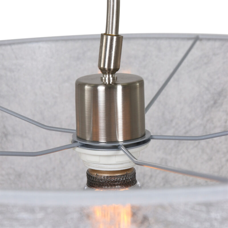 Staalkleurige wandlamp Elegant Classy 9327ST met Sizoflor zilver kap - Afbeelding 3