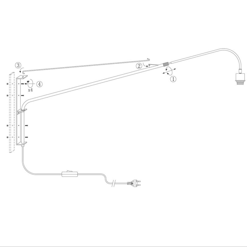 Staalkleurige wandlamp Elegant Classy 9329ST met grijs grof linnen kap - Afbeelding 8