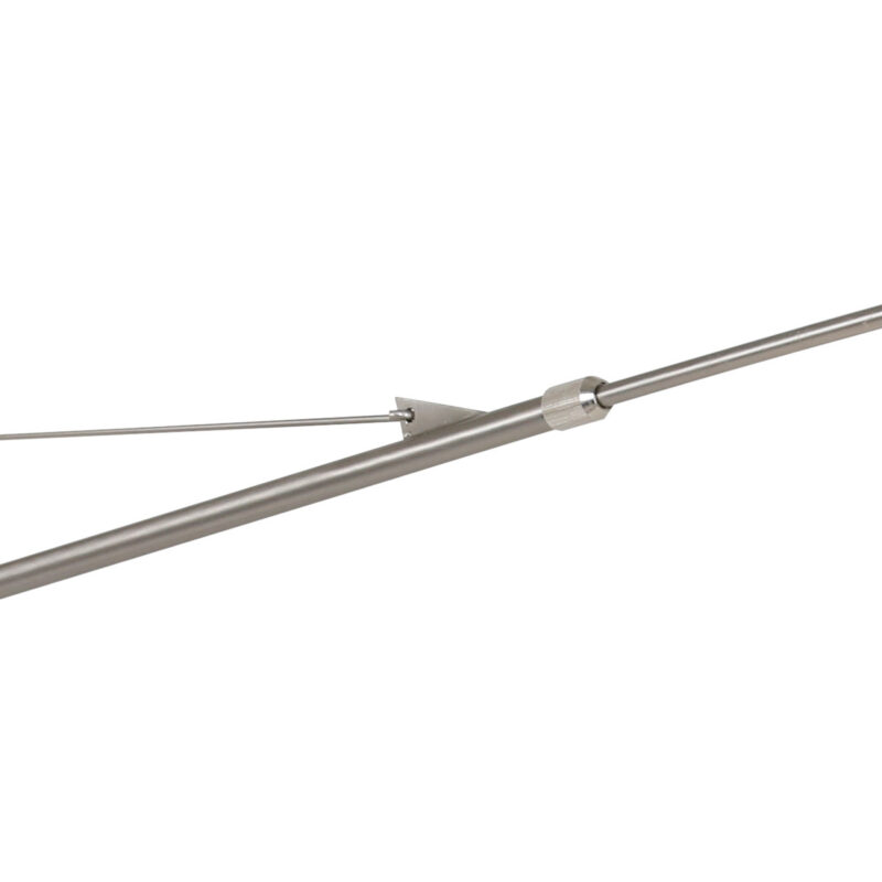 Staalkleurige wandlamp Elegant Classy 9329ST met grijs grof linnen kap - Afbeelding 4