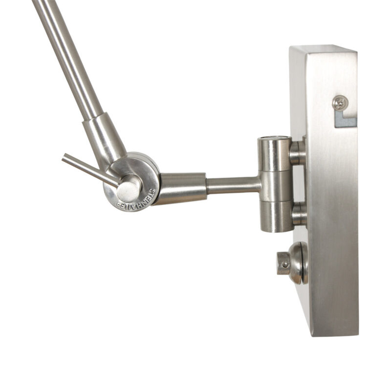 Staalkleurige wandlamp Prestige Chic 8107ST met grijs grof linnen kap - Afbeelding 10