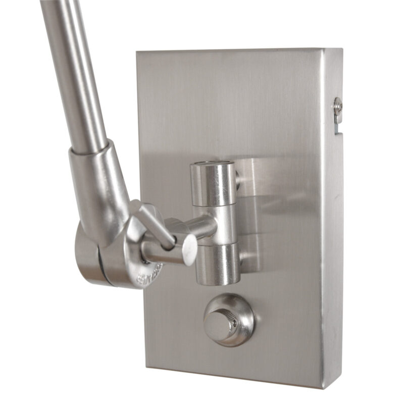 Staalkleurige wandlamp Prestige Chic 8107ST met grijs grof linnen kap - Afbeelding 11
