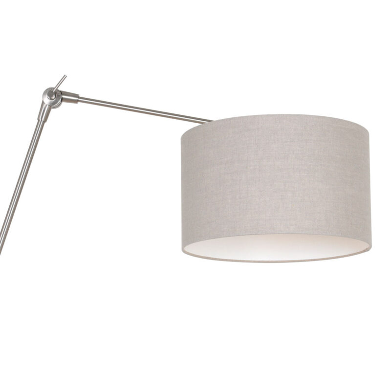 Staalkleurige wandlamp Prestige Chic 8107ST met grijs grof linnen kap - Afbeelding 15