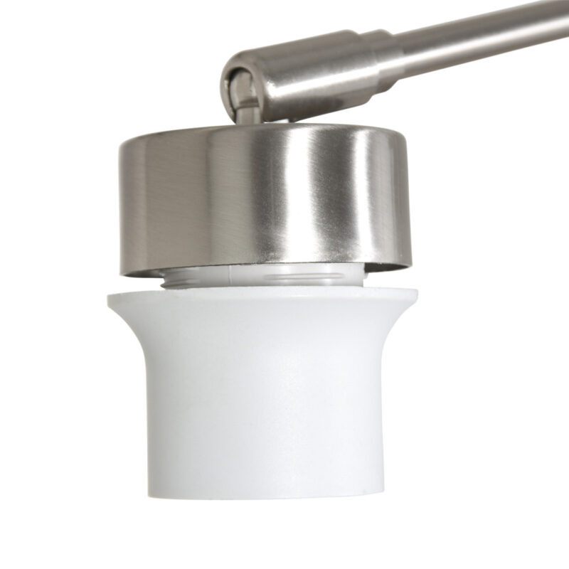 Staalkleurige wandlamp Prestige Chic 8107ST met grijs grof linnen kap - Afbeelding 3