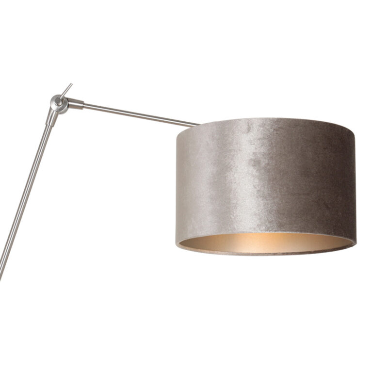 Staalkleurige wandlamp Prestige Chic 8110ST met grijs velours kap - Afbeelding 15