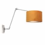 Staalkleurige wandlamp Prestige Chic 8111ST met goud velours kap