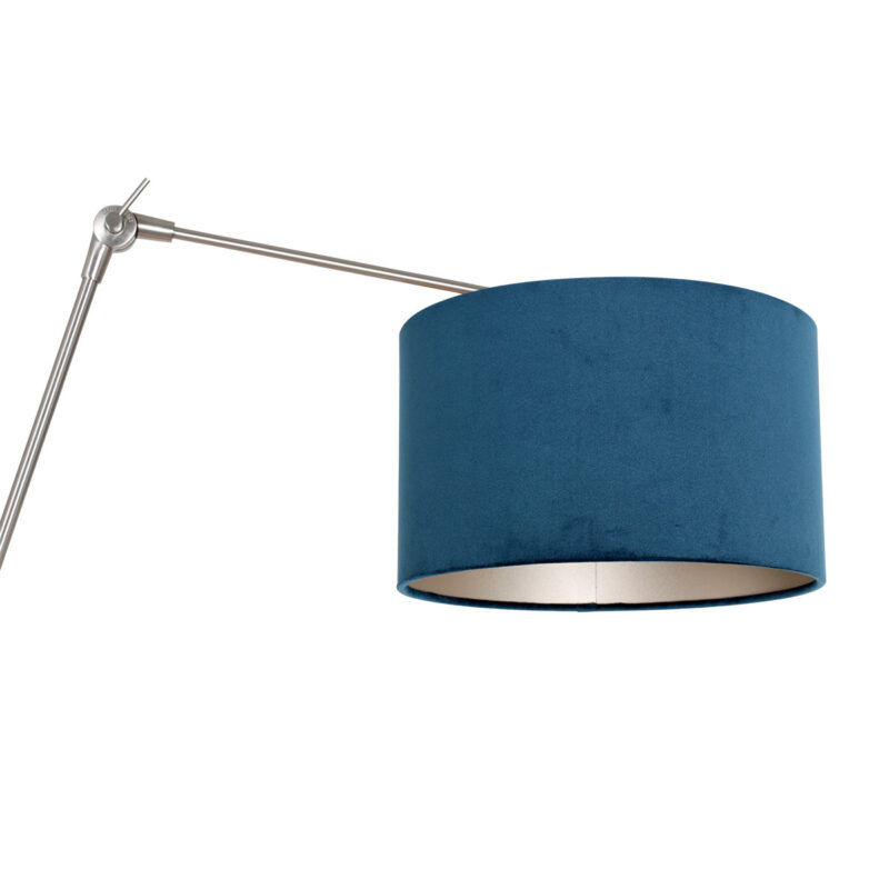 Staalkleurige wandlamp Prestige Chic 8238ST met blauw velours kap - Afbeelding 16