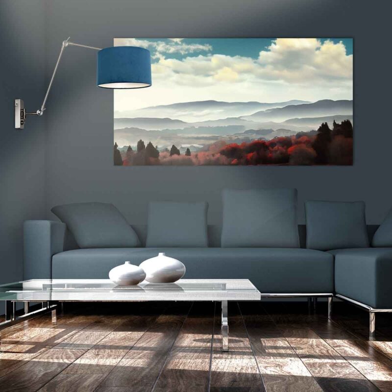 Staalkleurige wandlamp Prestige Chic 8238ST met blauw velours kap - Afbeelding 3