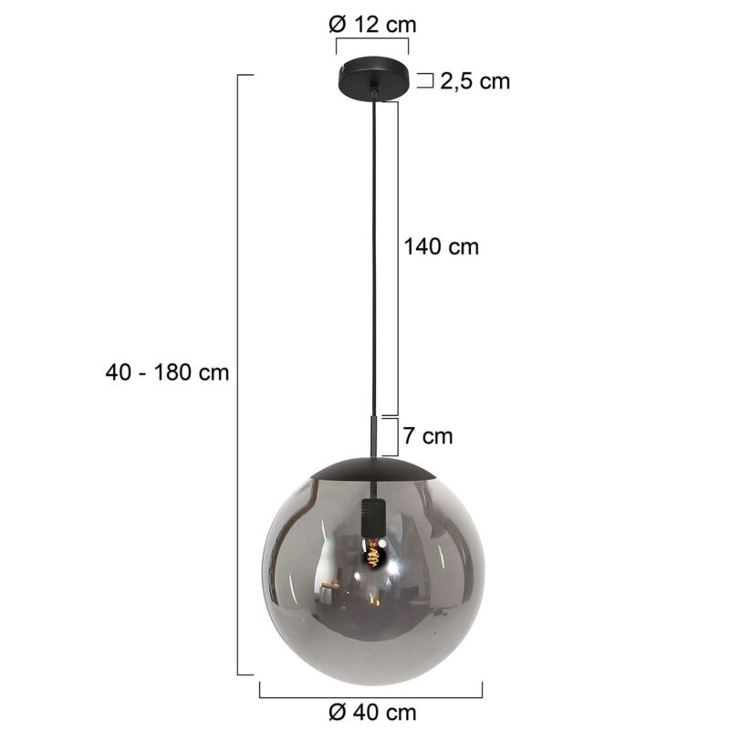 Stijlvolle hanglamp Bollique 4186ZW glas 40cm - Afbeelding 6