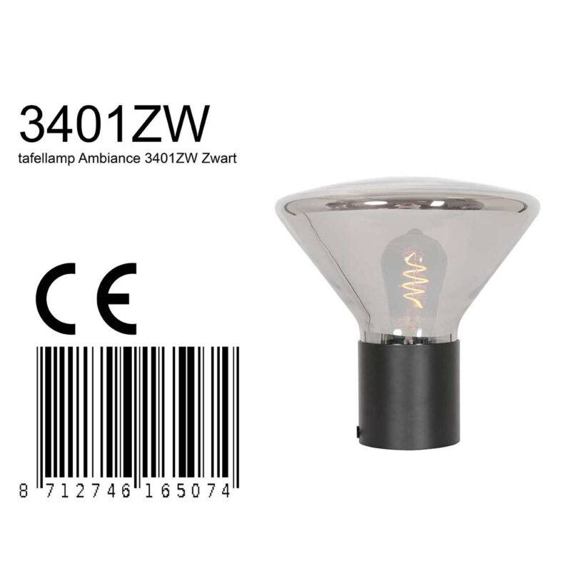 Tafellamp Ambiance 3401ZW Zwart - Afbeelding 8