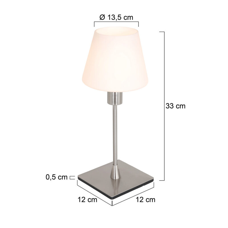 Tafellamp Ancilla 3100ST Staal E14 fitting Touch on/off - Afbeelding 6
