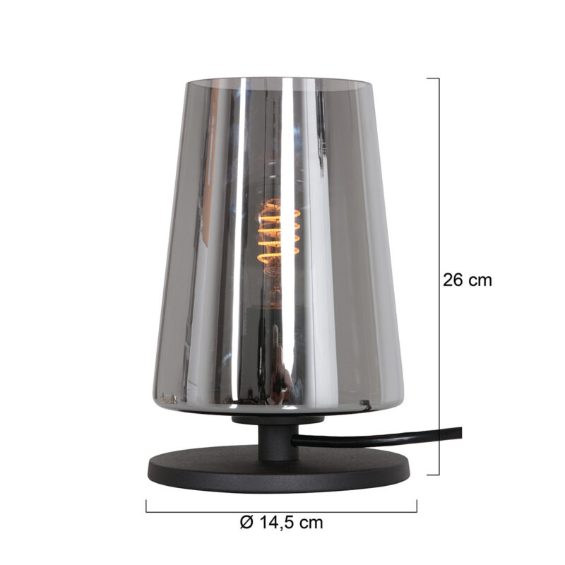 Tafellamp Ancilla 3103ZW Zwart E27 fitting Touch on/off - Afbeelding 8