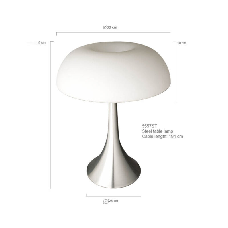 Tafellamp Ancilla 5557ST Staal met schakelaar in het snoer - Afbeelding 8