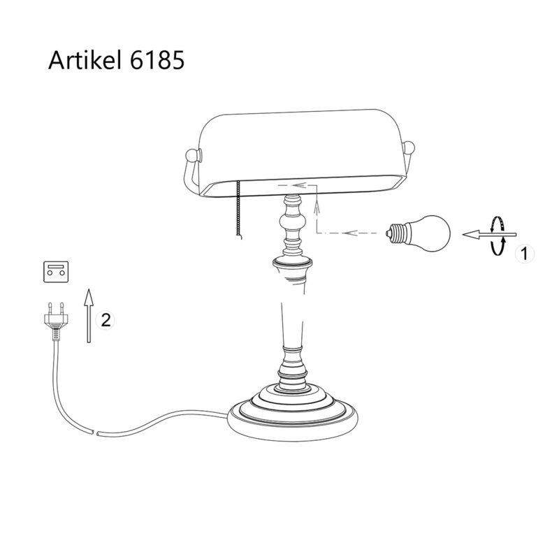 Tafellamp Ancilla 6185BR Brons E27 fitting met trekschakelaar - Afbeelding 10