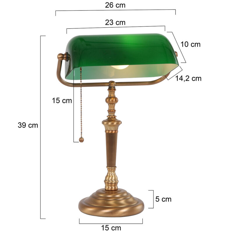 Tafellamp Ancilla 6185BR Brons E27 fitting met trekschakelaar - Afbeelding 8