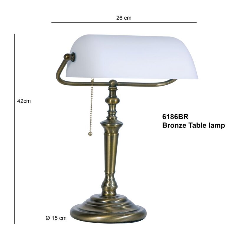 Tafellamp Ancilla 6186BR Brons E27 fitting met trekschakelaar - Afbeelding 7