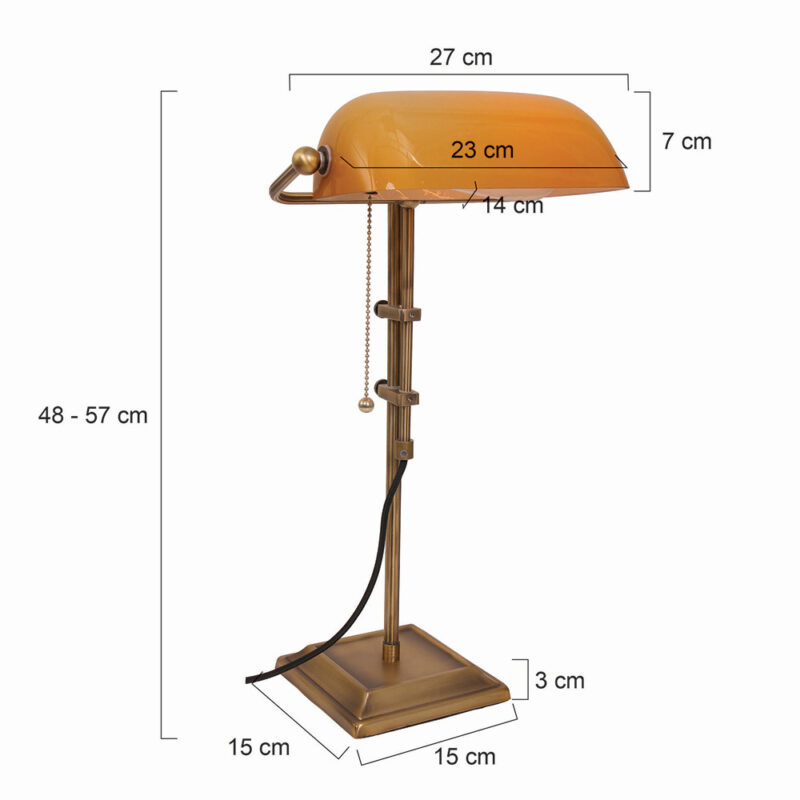 Tafellamp Ancilla 7735BR Brons E27 fitting met trekschakelaar - Afbeelding 7