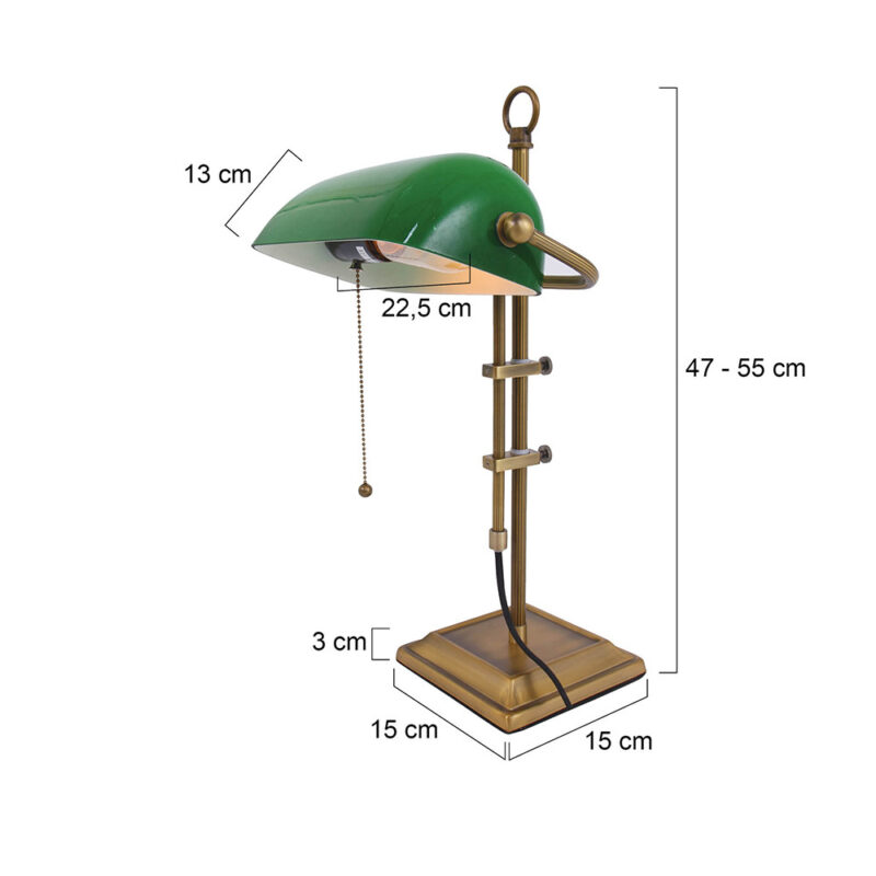 Tafellamp Ancilla 7961BR Brons E27 fitting met trekschakelaar - Afbeelding 7