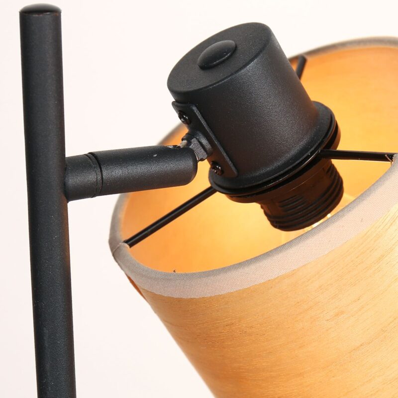 Tafellamp Bambus 3669ZW Zwart 1 lichts met houten kapje - Afbeelding 4